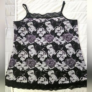 Maurices Floral Lace Women's Camisole - Black and Gray Size